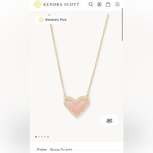Kendra Scott Ari Heart Gold Pendant Necklace in Rose Quartz
